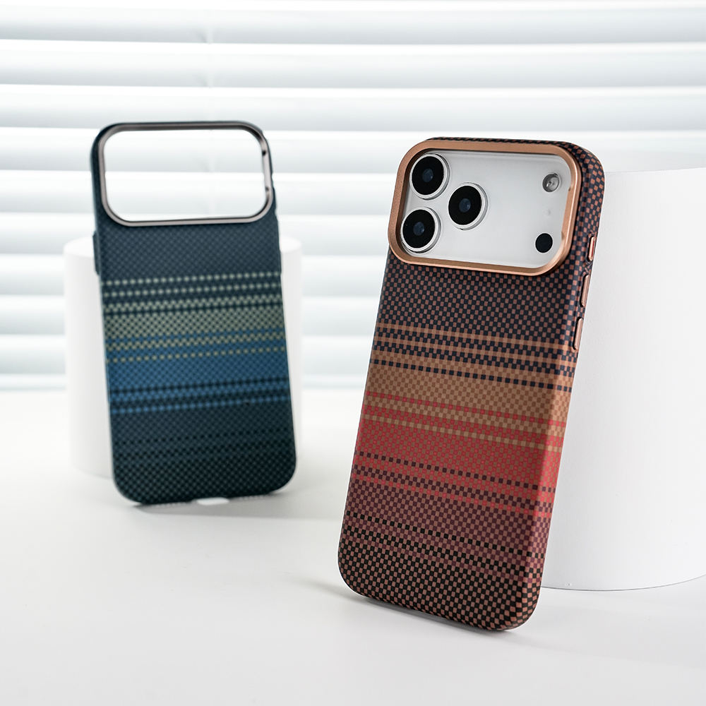 Backheal Ultra-Slim Magnetic Case for iPhone 17 16 15 14 Pro Max - Classic Carbon Fiber Stripe Design - Thin Shockproof Protective Cover