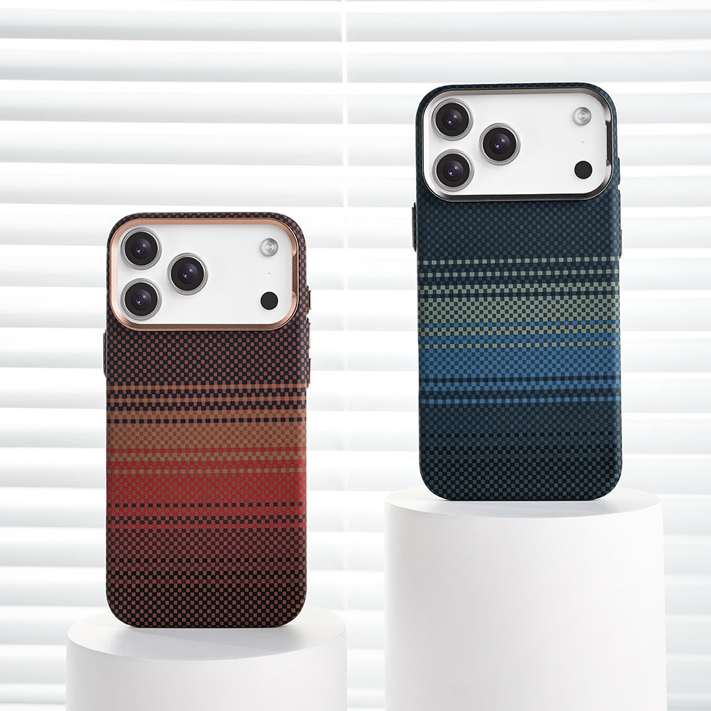 Backheal Ultra-Slim Magnetic Case for iPhone 17 16 15 14 Pro Max - Classic Carbon Fiber Stripe Design - Thin Shockproof Protective Cover