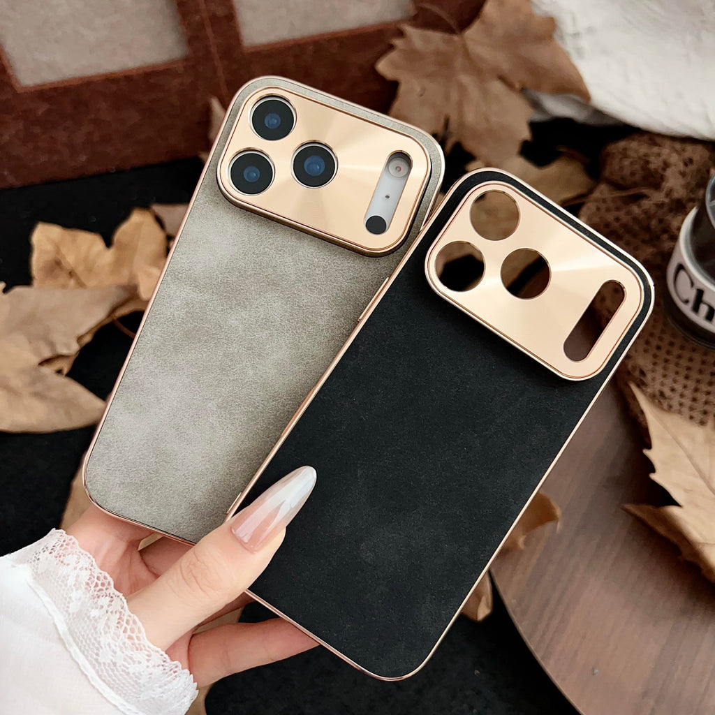 Backheal Luxury Sheepskin Leather Case for iPhone 17 16 15 14 13 12 11 Pro Max - Classic Business Style - Soft PU Leather Slim Protective Cover