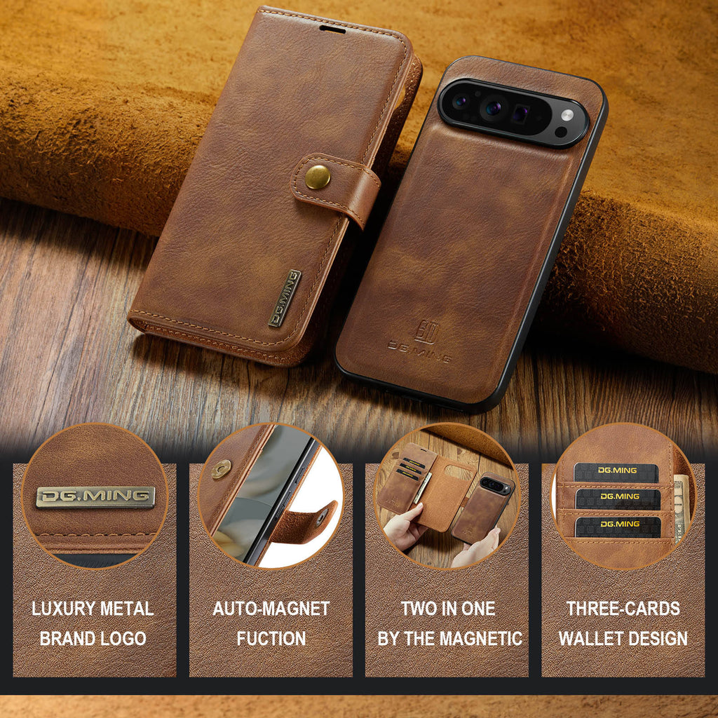 Backheal Premium Leather Wallet Flip Case for Google Pixel 10 Pro XL, 9A, 8, 7, 6 - Magnetic Closure & Kickstand - Slim Card Holder Protective Cover