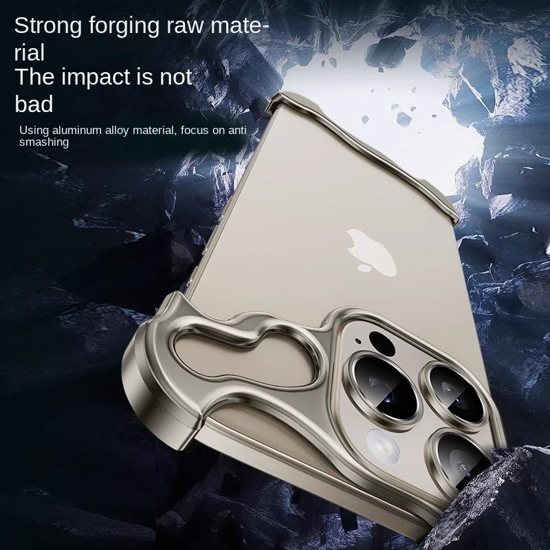 Backheal Futuristic Armor Skeleton Metal Case for iPhone 17 16 15 14 Pro Max - Frameless Hollow Heat Dissipation Cover - Mechanical Cyberpunk Protective Guard
