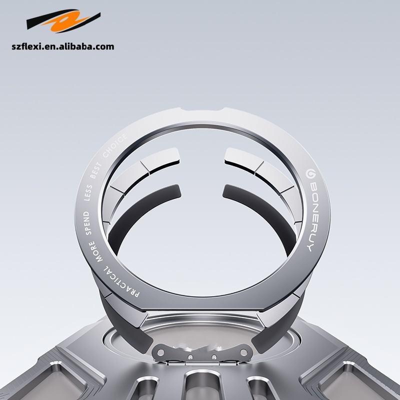 Backheal Luxury Frameless Metal Case for iPhone 17 16 15 14 Pro Max - 360° Rotating Magnetic Ring Stand - Ultra-Thin Heat Dissipation Bumper