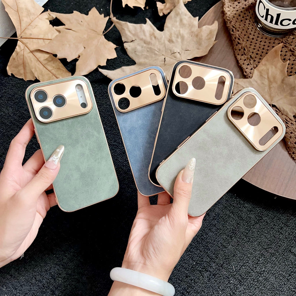 Backheal Luxury Sheepskin Leather Case for iPhone 17 16 15 14 13 12 11 Pro Max - Classic Business Style - Soft PU Leather Slim Protective Cover