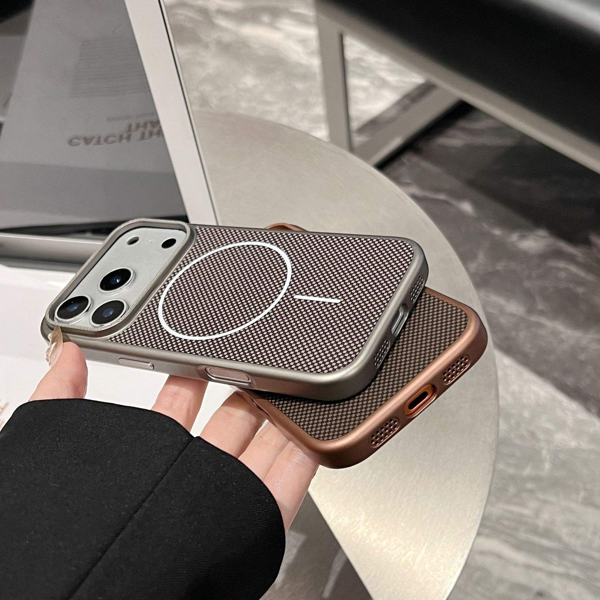 Backheal Ultra-Thin Magnetic Carbon Fiber Case for iPhone 17 Air 16 15 14 13 Pro Max - Hard Matte PC Shockproof Cover - Minimalist Slim Protective Shell