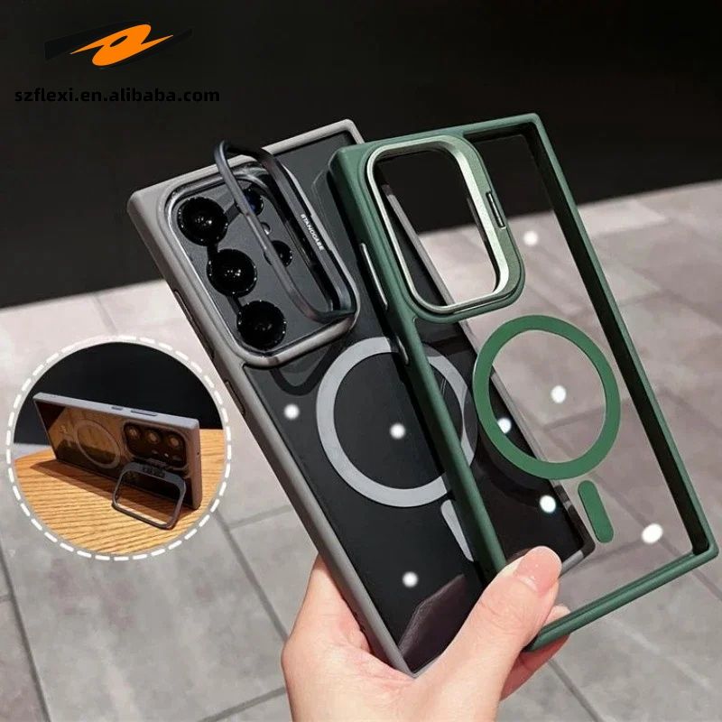 Backheal Magnetic Wireless Charging Clear Case for Samsung Galaxy S24 S23 Ultra S23 FE Plus - Hybrid TPU+PC Shockproof Cover with Built-in Camera Lens Protector