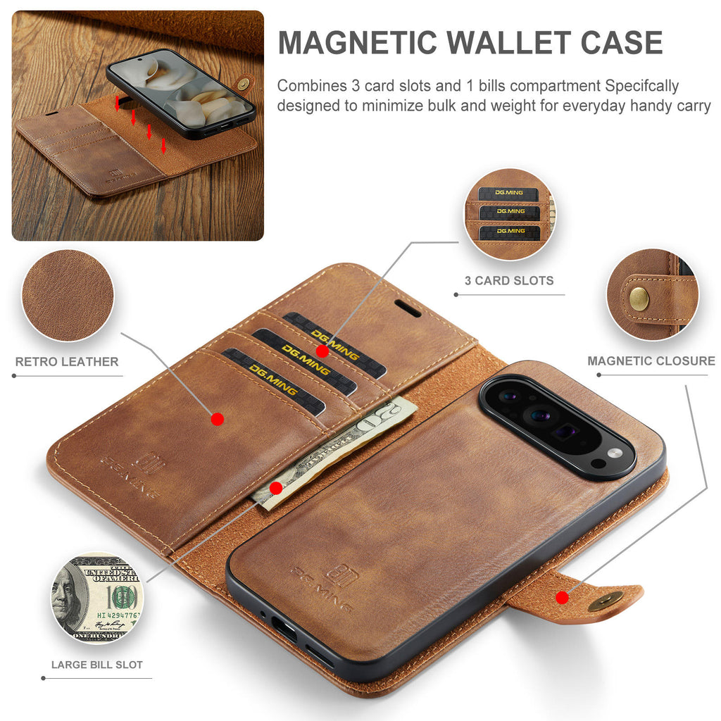 Backheal Premium Leather Wallet Flip Case for Google Pixel 10 Pro XL, 9A, 8, 7, 6 - Magnetic Closure & Kickstand - Slim Card Holder Protective Cover