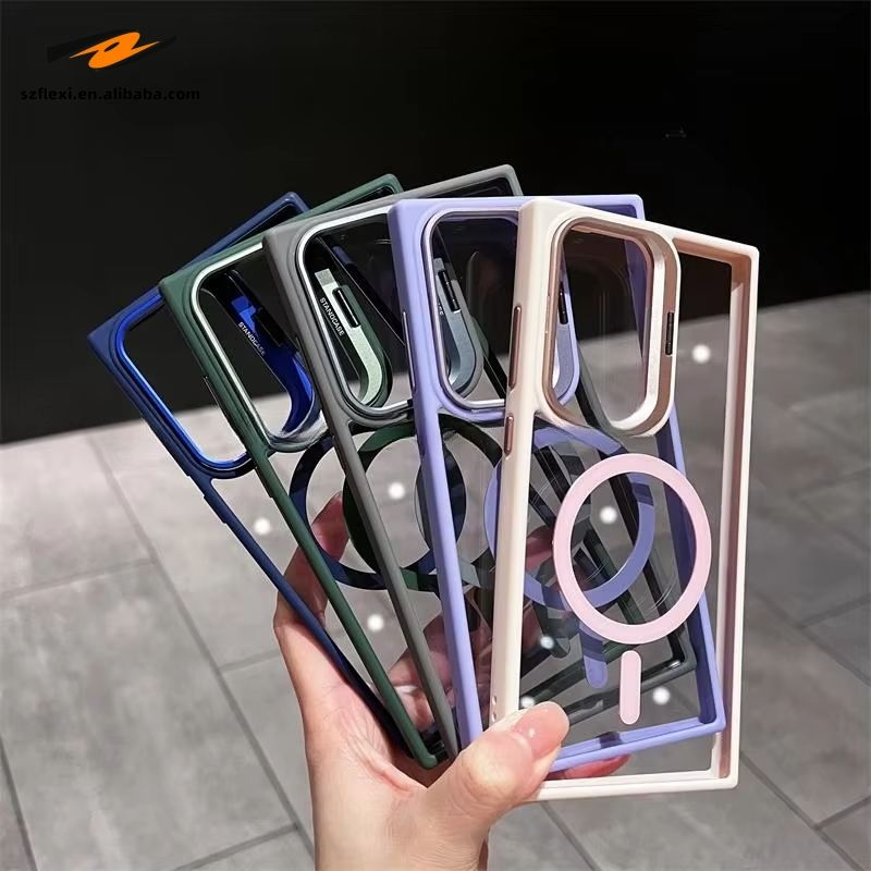 Backheal Magnetic Wireless Charging Clear Case for Samsung Galaxy S24 S23 Ultra S23 FE Plus - Hybrid TPU+PC Shockproof Cover with Built-in Camera Lens Protector