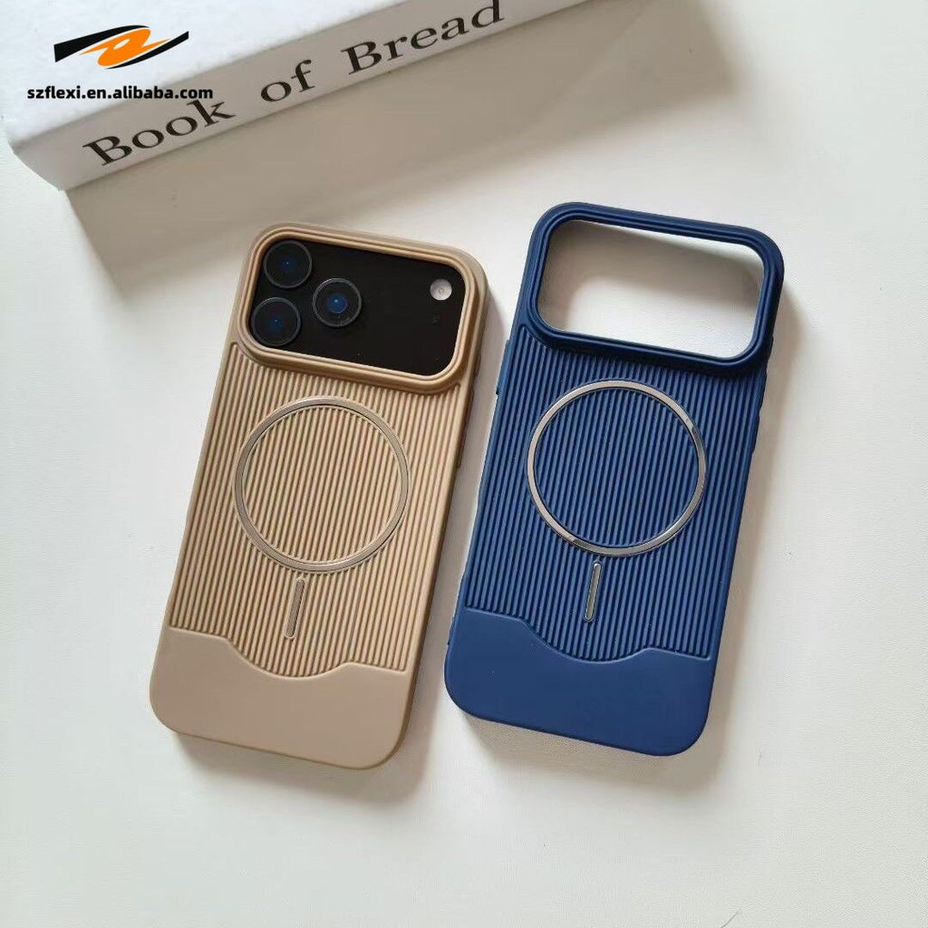 Backheal Fashion Wave Stripe Magnetic Case for iPhone 17 Air 16 15 14 13 12 11 Pro Max - Frosted PC & TPU Hybrid - Shockproof Chic Protective Cover