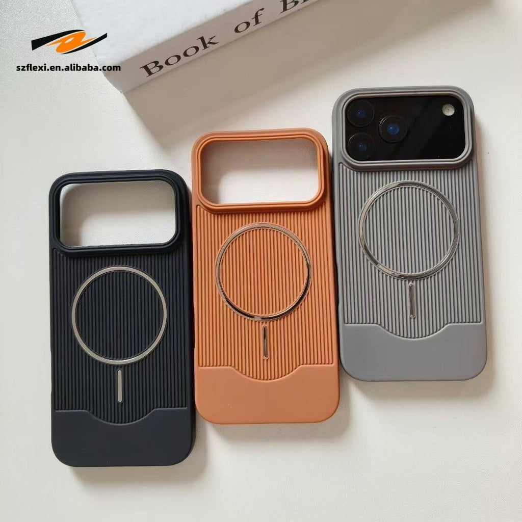 Backheal Fashion Wave Stripe Magnetic Case for iPhone 17 Air 16 15 14 13 12 11 Pro Max - Frosted PC & TPU Hybrid - Shockproof Chic Protective Cover