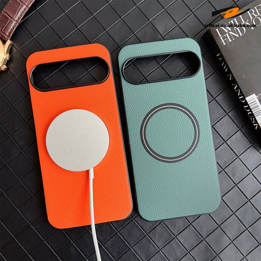 Backheal Premium Matte PU Leather & Canvas Case for Google Pixel 10 Pro XL, 9, 8, 7, 6 Series - Magnetic Wireless Charging Cover - Luxury Fabric Texture Slim Case