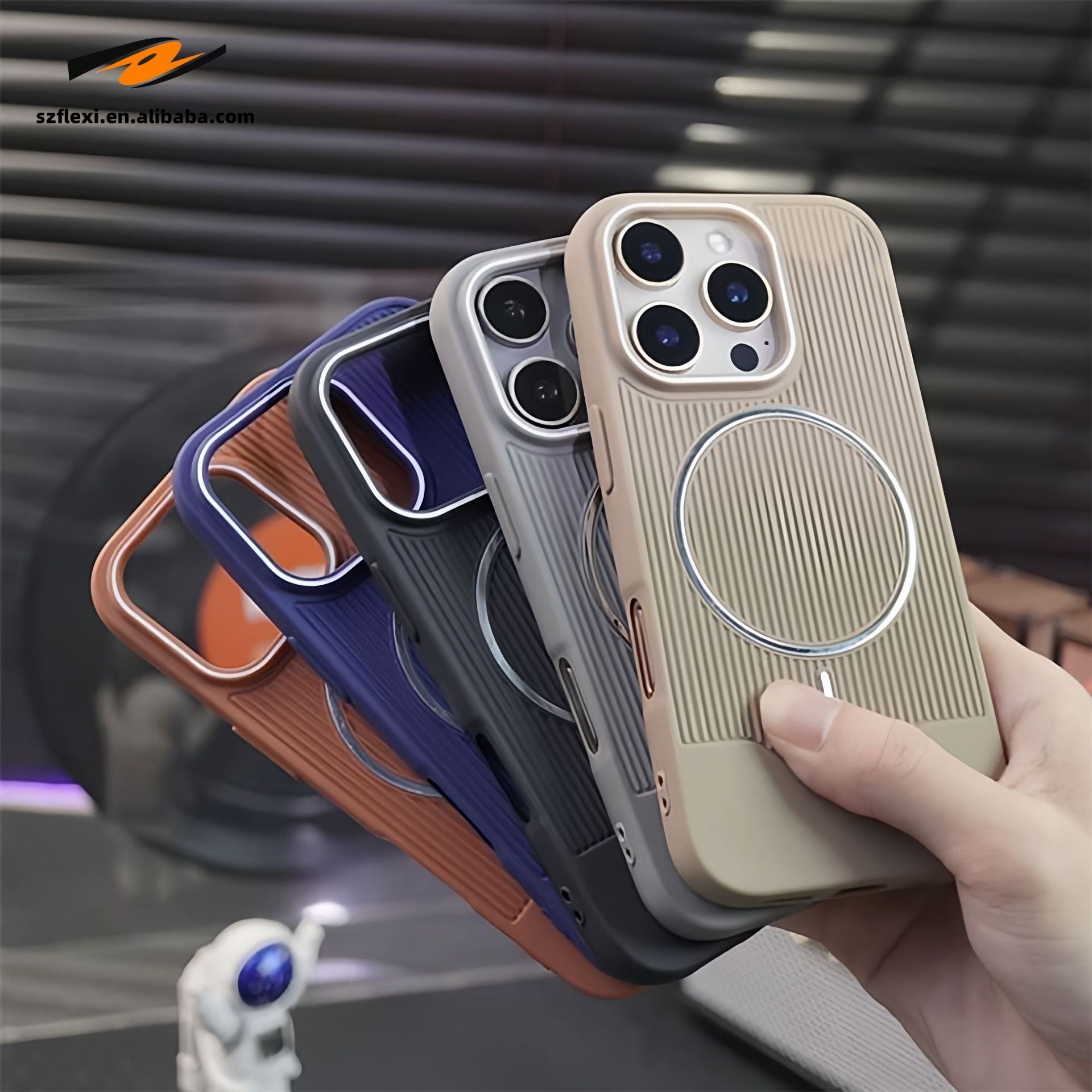 Backheal Fashion Wave Stripe Magnetic Case for iPhone 17 Air 16 15 14 13 12 11 Pro Max - Frosted PC & TPU Hybrid - Shockproof Chic Protective Cover